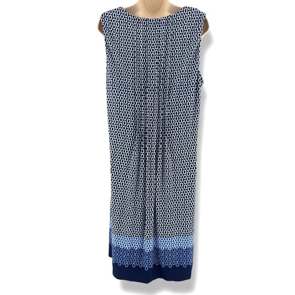 Perceptions Blue Chain Print Pintucked Dress Size‎ XL New Summer Sleeveless - Picture 4 of 8